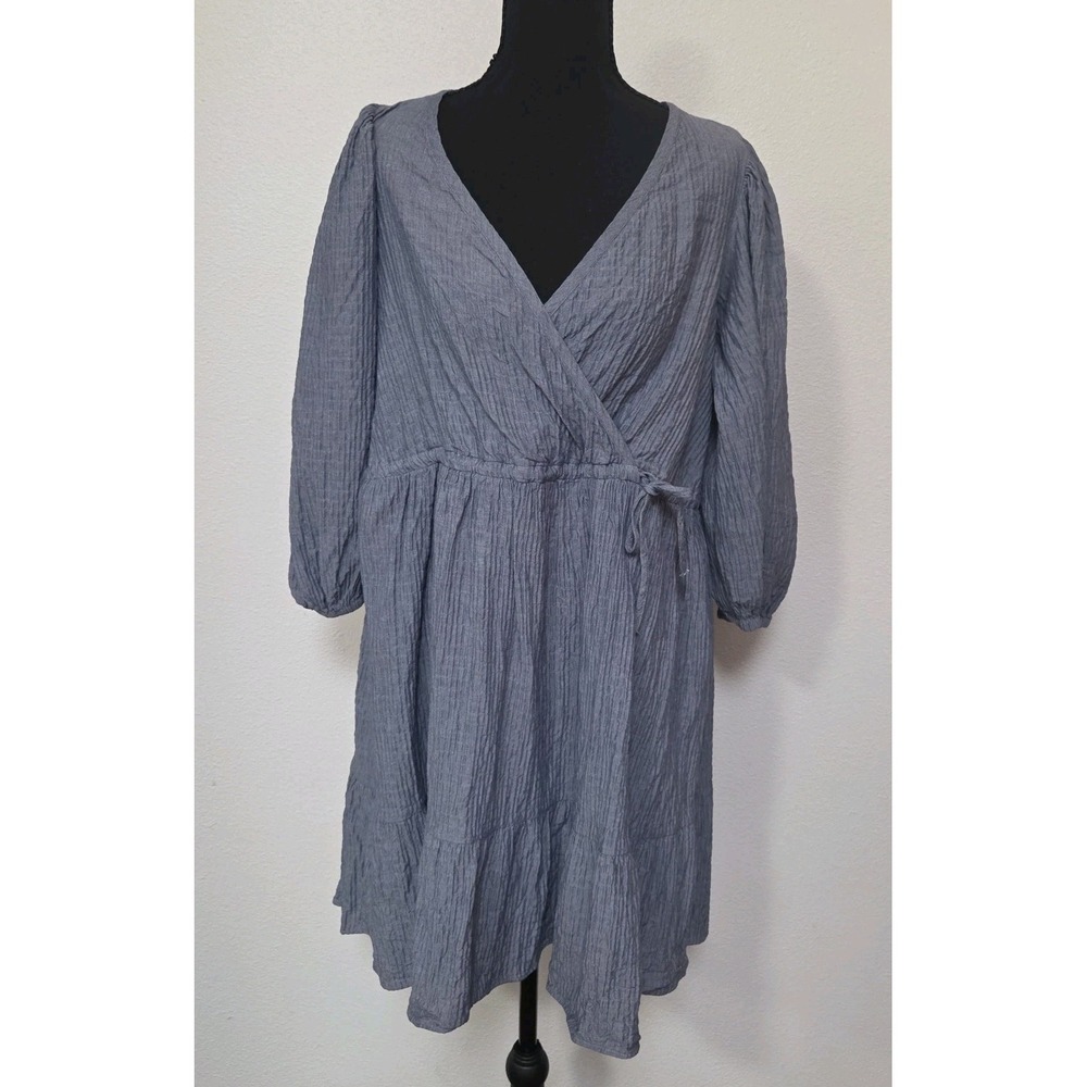 Los Angeles Atelier & Other Stories Blue Crinkle Dress Drawstring‎ Plus Size 2